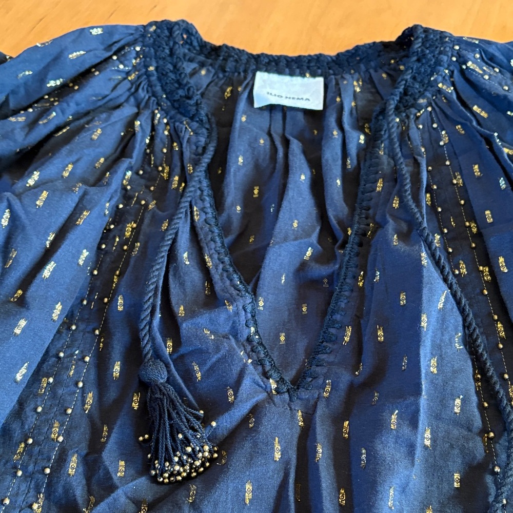 Black Embellished Blouse with Gold Details by ILIO NEMA